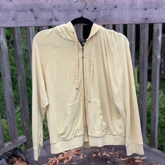 Yellow Terry Cloth Juicy Couture Zip Up Sweater - Picture 2 of 5